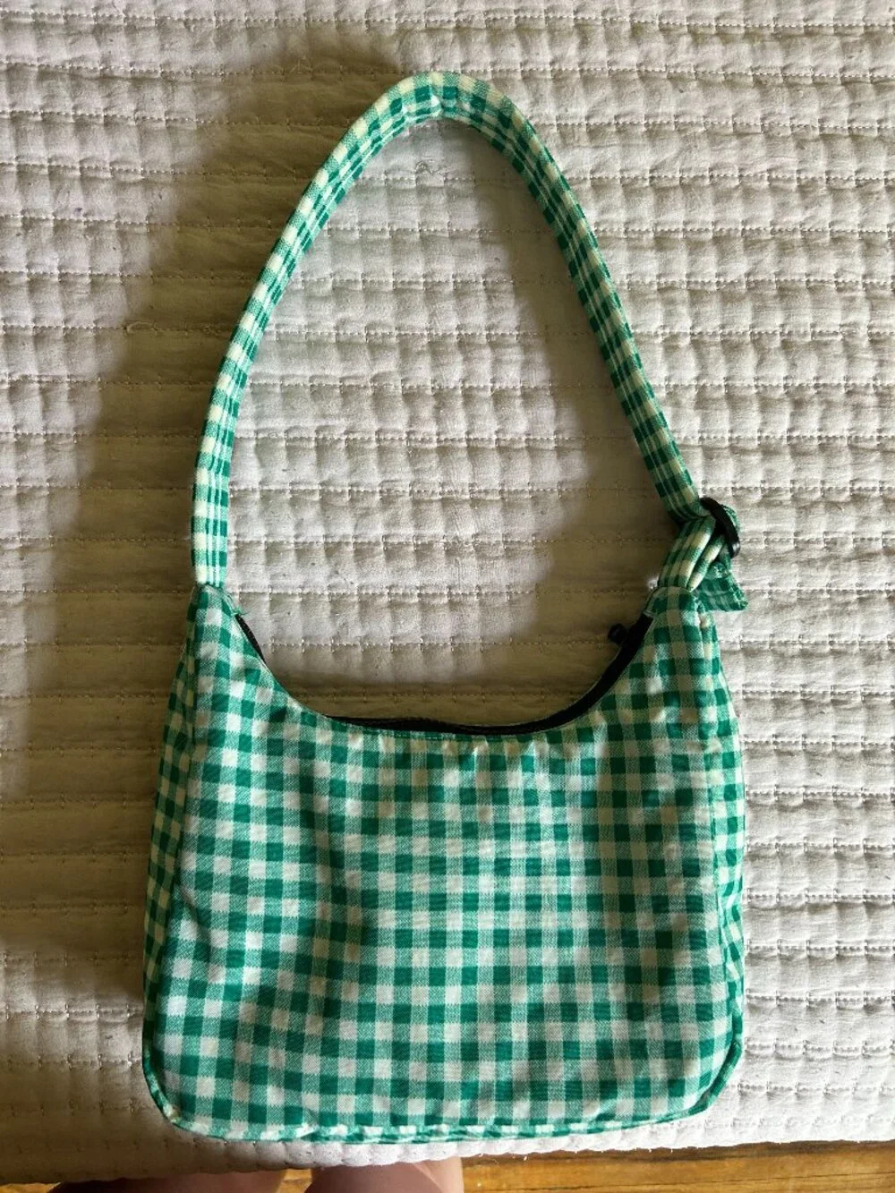 Mini Nylon Shoulder Bag in Green Gingham - Picture 1 of 5